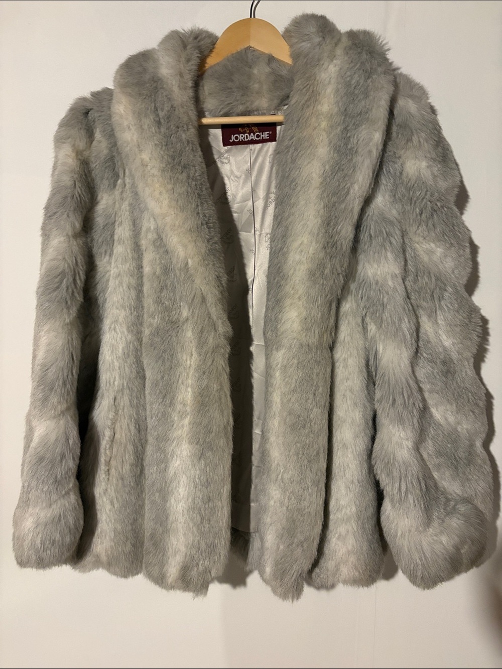 Vintage grey faux fur coat